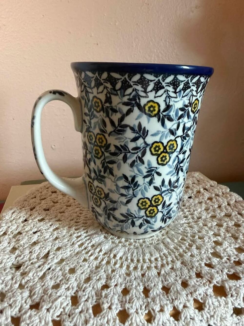 Hand-Painted Polish Pottery Floral Mug – Bolesławiec
